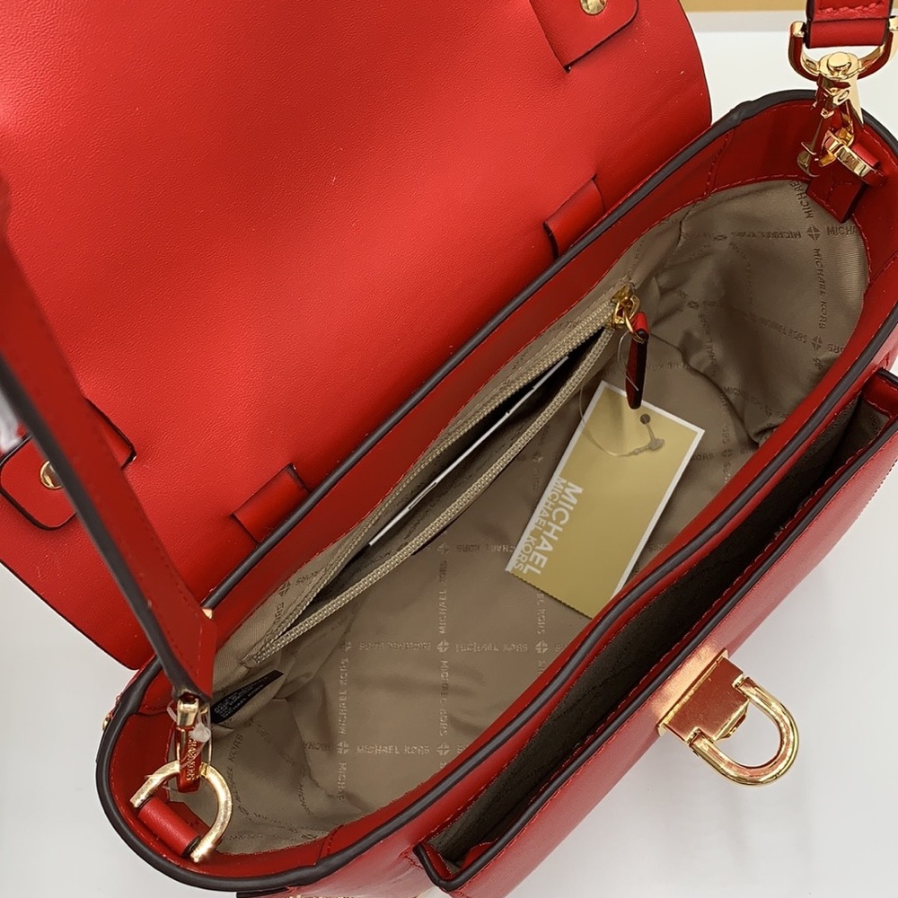 MICHAEL KORS MANHATTAN MEDIUM TOP HANDLE SCHOOL SATCHEL CROSSBODY BAG Flame - Picture 11 of 16